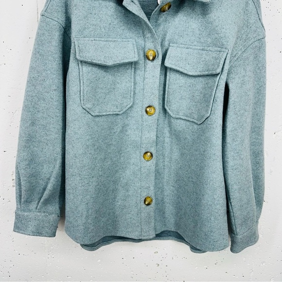 Avec Les Filles Women’s Small Blue Gray Boyfriend Button Down Shacket Jacket - Picture 3 of 11